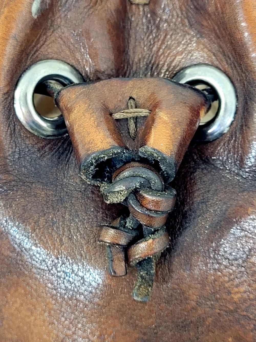 Campomaggi Italian Distressed Cognac Leather Cinch Top Mini Bucket Bag